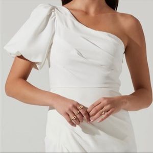 ASTR Joelle One Shoulder White Dress
